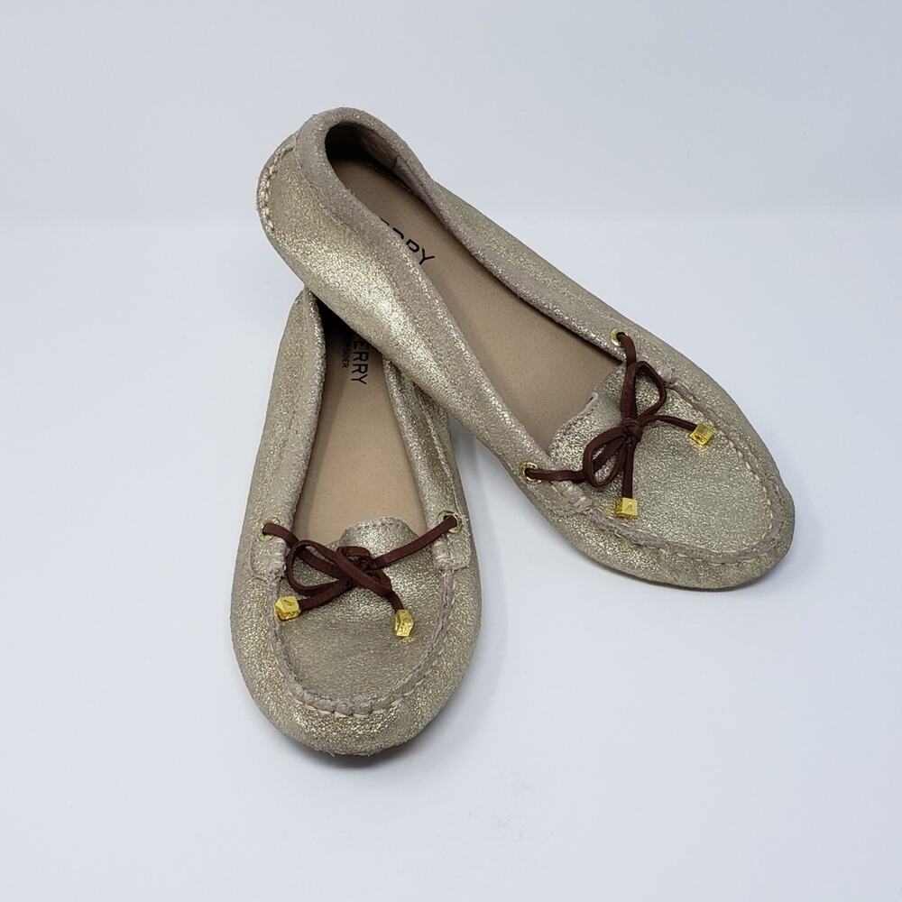Sperry Top Sider Slip-On Flat Gold Metallic Moccasin Shoes Women's Size 6M